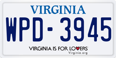 VA license plate WPD3945