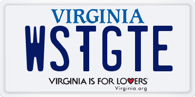 VA license plate WSTGTE