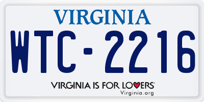 VA license plate WTC2216