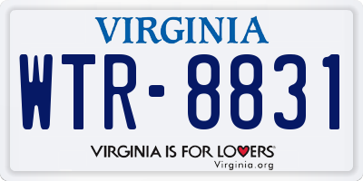 VA license plate WTR8831