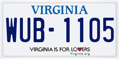 VA license plate WUB1105