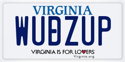 VA license plate WUDZUP