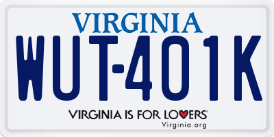 VA license plate WUT401K