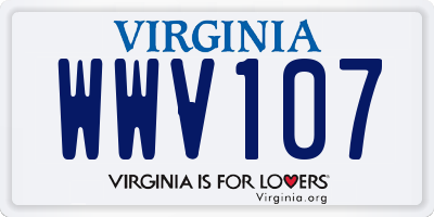 VA license plate WWV107