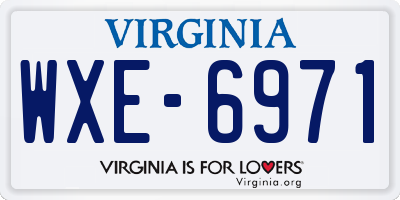 VA license plate WXE6971