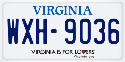 VA license plate WXH9036