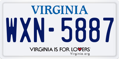 VA license plate WXN5887