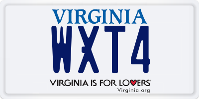 VA license plate WXT4