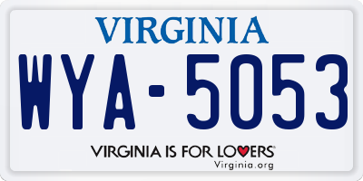 VA license plate WYA5053