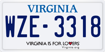 VA license plate WZE3318