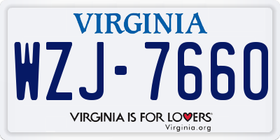 VA license plate WZJ7660