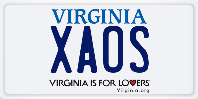 VA license plate XAOS
