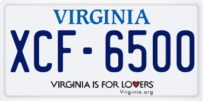 VA license plate XCF6500