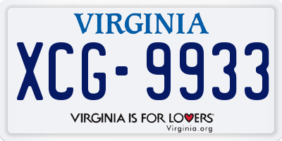 VA license plate XCG9933