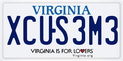 VA license plate XCUS3M3