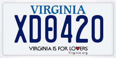 VA license plate XDO420