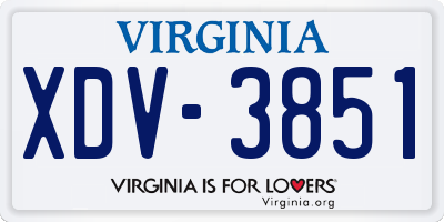 VA license plate XDV3851