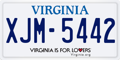 VA license plate XJM5442