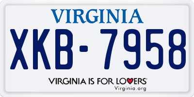 VA license plate XKB7958