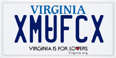 VA license plate XMUFCX