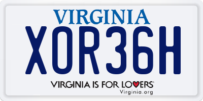 VA license plate XOR36H