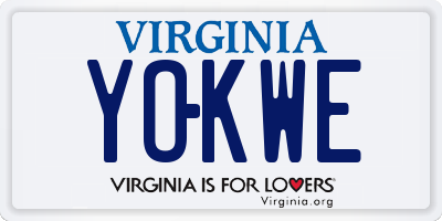 VA license plate YOKWE