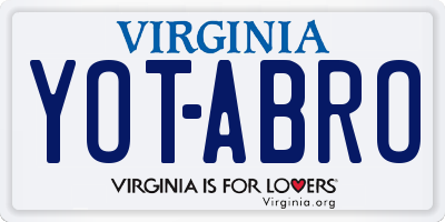 VA license plate YOTABRO