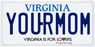 VA license plate YOURMOM