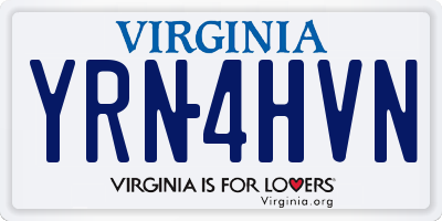 VA license plate YRN4HVN