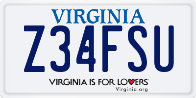 VA license plate Z34FSU