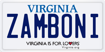 VA license plate ZAMBONI