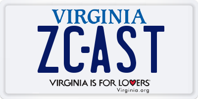 VA license plate ZCAST