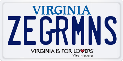 VA license plate ZEGRMNS