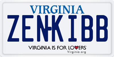 VA license plate ZENKIBB