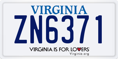 VA license plate ZN6371