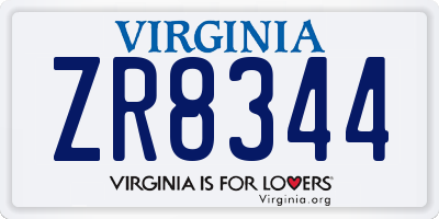 VA license plate ZR8344