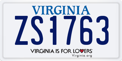 VA license plate ZS1763