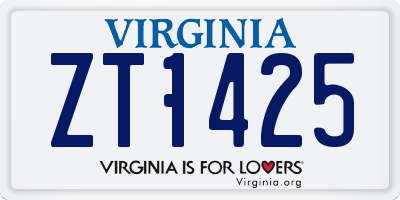 VA license plate ZT1425