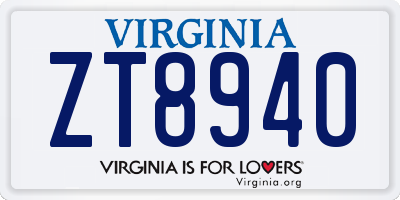 VA license plate ZT8940