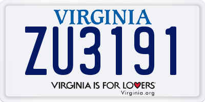 VA license plate ZU3191