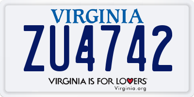 VA license plate ZU4742