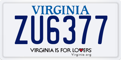 VA license plate ZU6377