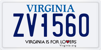 VA license plate ZV1560