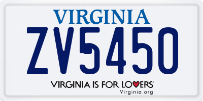 VA license plate ZV5450