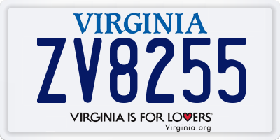 VA license plate ZV8255