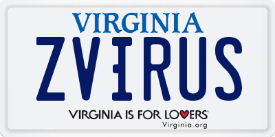 VA license plate ZVIRUS