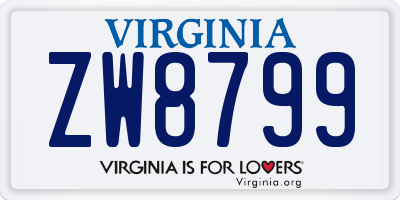 VA license plate ZW8799