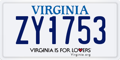 VA license plate ZY1753