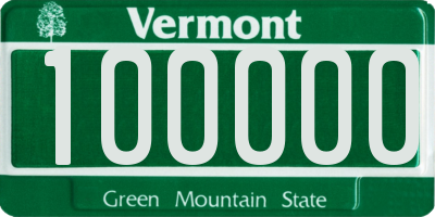 VT license plate 100000