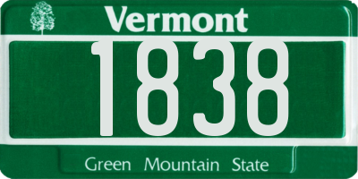 VT license plate 1838
